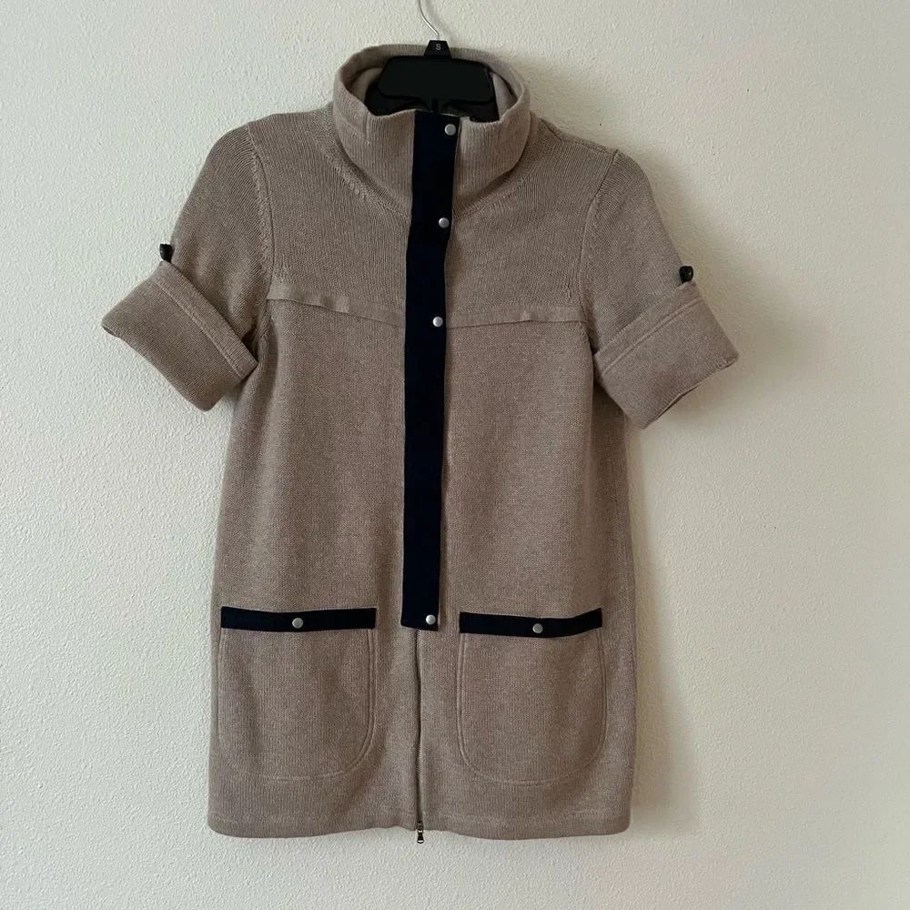 Rani Arabella Cream Jean Trim Cotton Cardigan Size Small